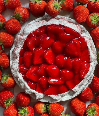 'Aardbeien harde wener vlaai'